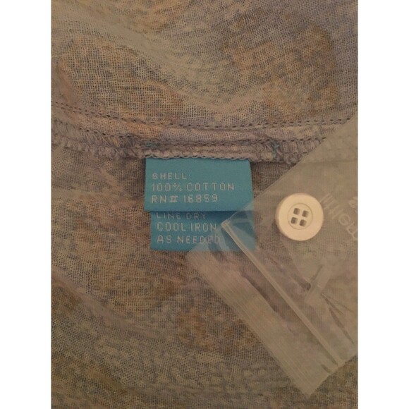 J McLaughlin Womens Top Size 6 Button Down Shirt Blue White Beige Long Sleeve - Picture 7 of 7